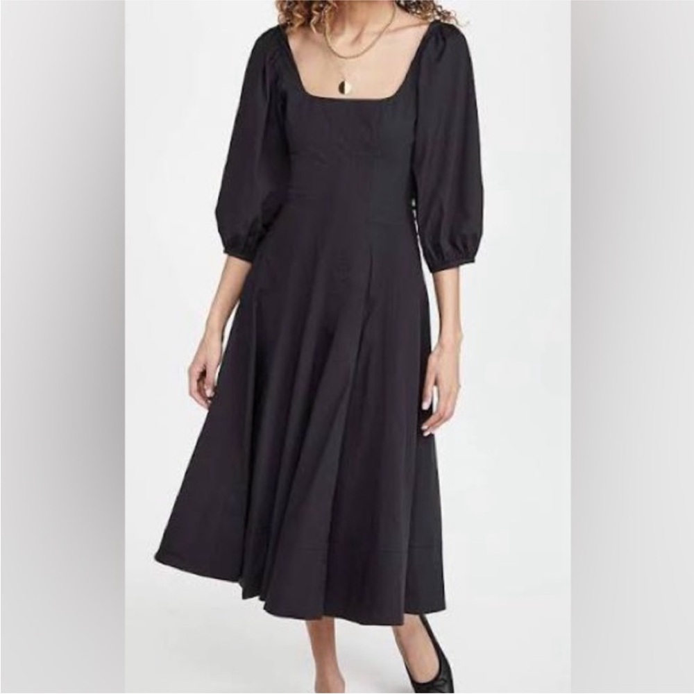 STAUD Swells Black Midi Dress